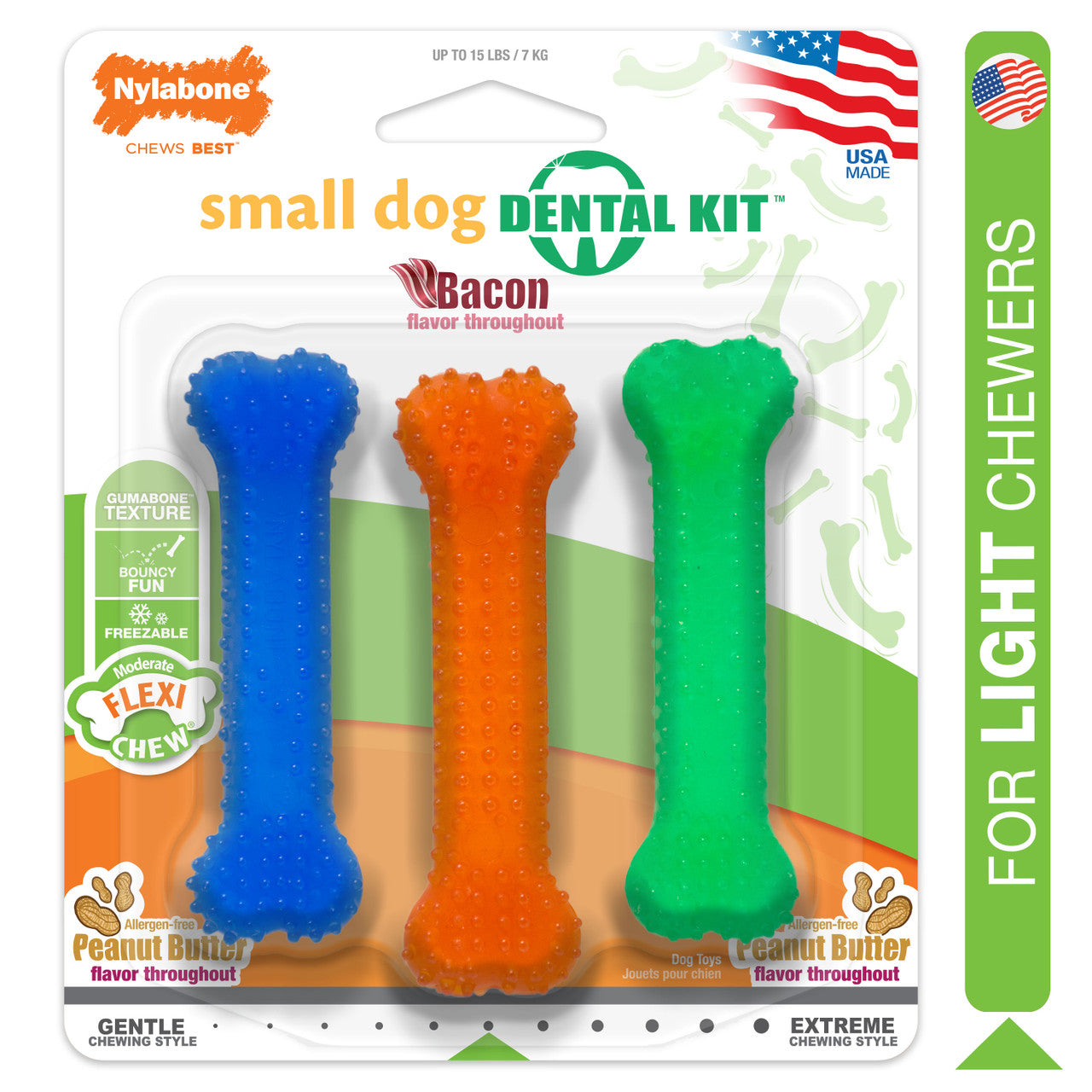 Nylabone FlexiChew Dog Dental Pack Variety X-Small/Petite (3 Count)