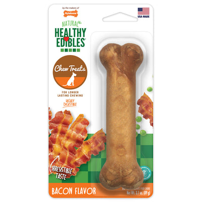 Nylabone Healthy Edibles All-Natural Long Lasting Bacon Flavor Chew Treats 1 Count Medium/Wolf