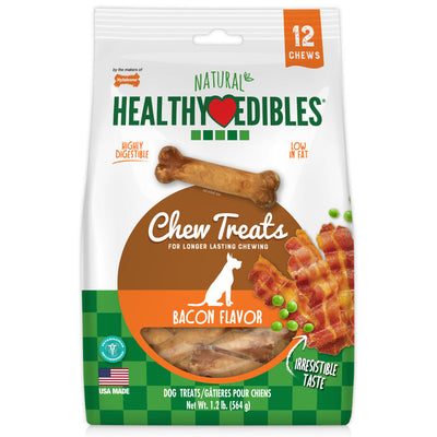 Nylabone Healthy Edibles All-Natural Long Lasting Bacon Flavor Chew Treats 12 Count Small/Regular