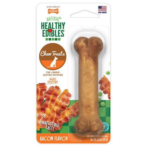 Nylabone Healthy Edibles All - Natural Long Lasting Bacon Flavor Chew Treats 1 Count Small/Regular - Dog