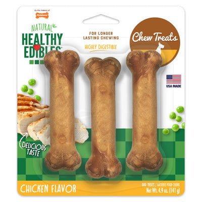 Nylabone Healthy Edibles All - Natural Long Lasting Chicken Flavor Dog Chew Treats 3 Count Small/Regular