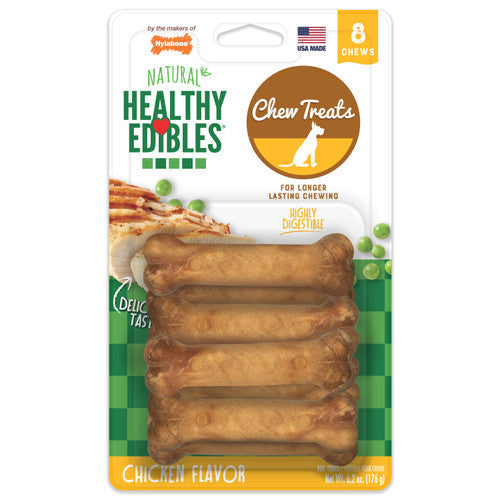 Nylabone Healthy Edibles All - Natural Long Lasting Chicken Flavor Dog Chew Treats 8 Count X - Small/Petite