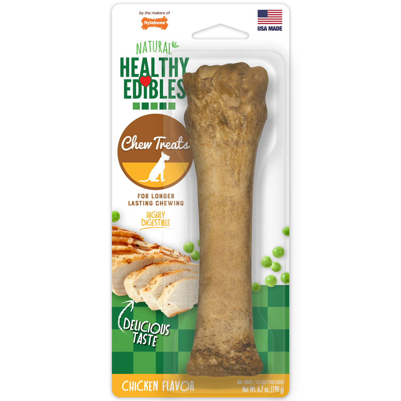 Nylabone Healthy Edibles All-Natural Long Lasting Chicken Flavor Dog Chew Treats 1 Count X-Large/Souper