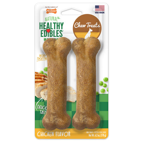 Nylabone Healthy Edibles All - Natural Long Lasting Chicken Flavor Dog Chew Treats 2 Count Medium/Wolf