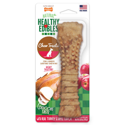 Nylabone Healthy Edibles All - Natural Long Lasting Turkey & Apple Dog Chew Treats 1 Count X - Large/Souper