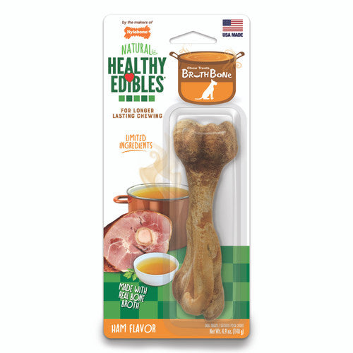 Nylabone Healthy Edibles Broth Bone All Natural Dog Treats Made With Real 1 Count Giant - Up to 50 lbs.