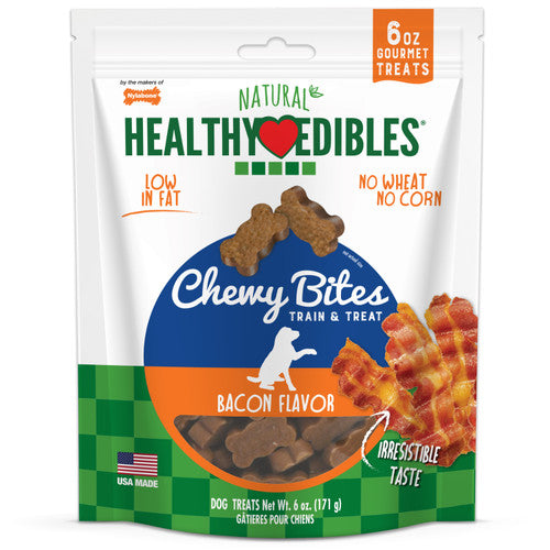 Nylabone Healthy Edibles Chewy Bites Dog Training Treats Bacon 6 oz.