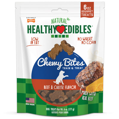 Nylabone Healthy Edibles Chewy Bites Dog Training Treats Beef & Cheese 6 oz.