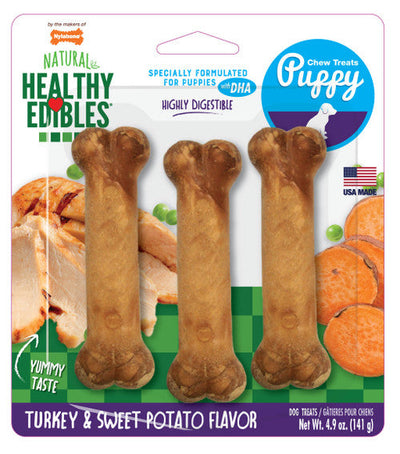 Nylabone Healthy Edibles Puppy Chew Treats 3 count Small/Regular - Up to 25 lbs. Dog