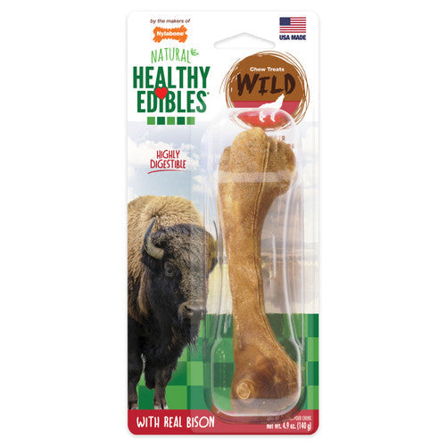 Nylabone Healthy Edibles WILD Natural Long Lasting Bison Flavor Dog Chew Treats Bone Large (Pack of 1)