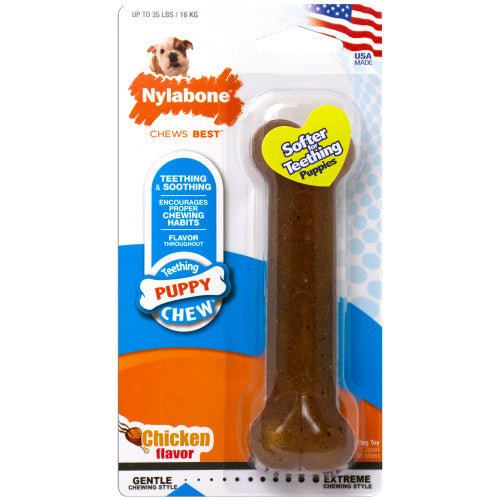 Nylabone Just for Puppies Teething Chew Toy Chicken Medium/Wolf (1 Count) - Dog
