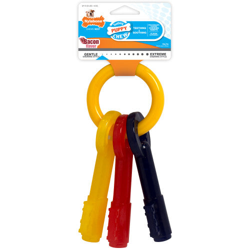 Nylabone Just for Puppies Teething Chew Toy Keys Bacon Medium/Wolf (1 Count) - Dog