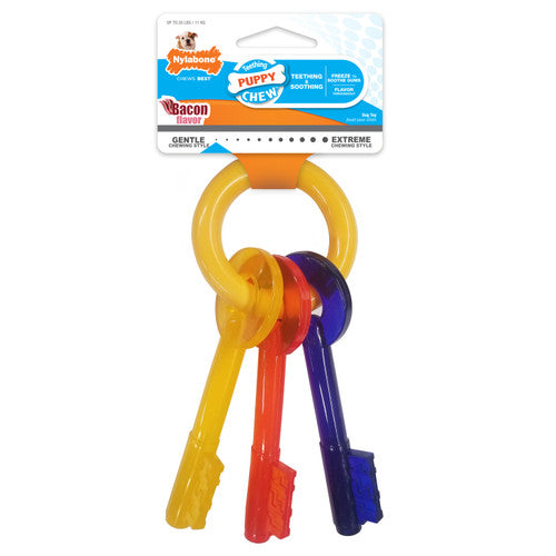 Nylabone Just for Puppies Teething Chew Toy Keys Bacon Small/Regular (1 Count) - Dog