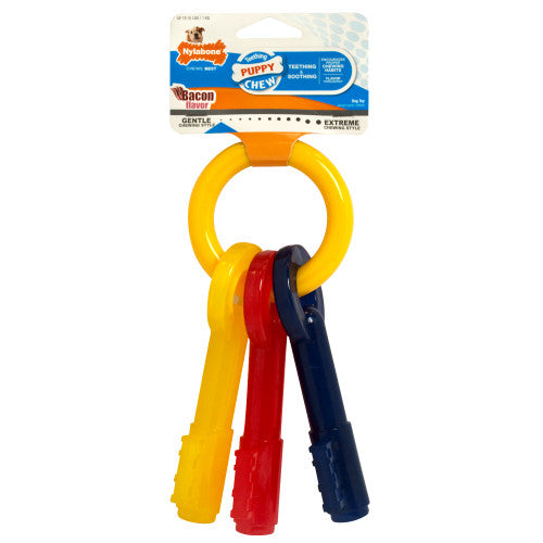 Nylabone Just for Puppies Teething Chew Toy Keys Bacon X - Small/Petite (1 Count) - Dog