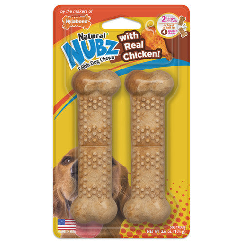 Nylabone Natural Nubz Chicken Dog Treats 2 count Large - 30 + Ibs.