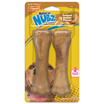 Nylabone Nubz Natural Dog Treats ? Allergen-Free Peanut Butter Flavor 2 Count Large