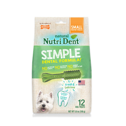 Nylabone Nutri Dent SIMPLE Natural Dental Fresh Breath Flavored Chew Treats Small 12 count - Dog