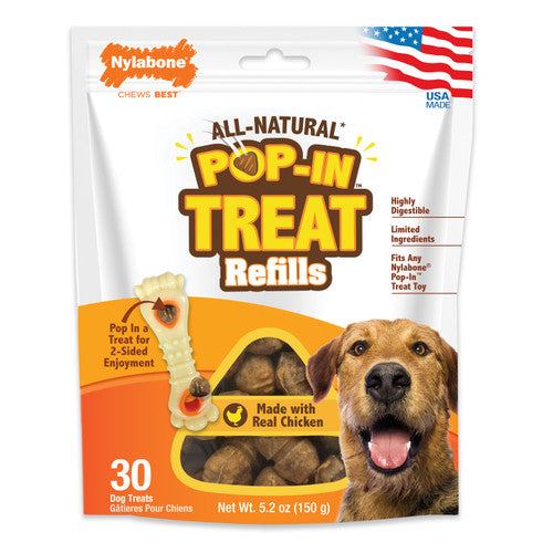 Nylabone Pop - In Dog Treat Refills for Toy Combo Chicken Medium/Wolf (30 Count)