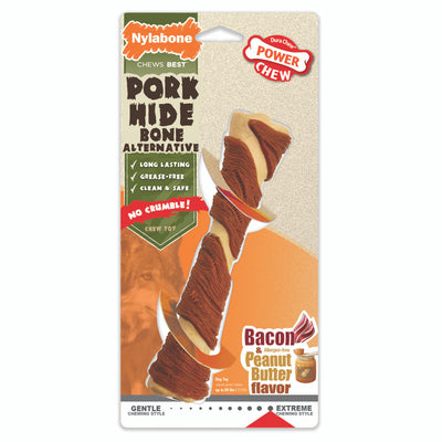 Nylabone Power Chew Alternative Pork Hide Bone Bacon & Peanut Butter Large/Giant (1 Count)