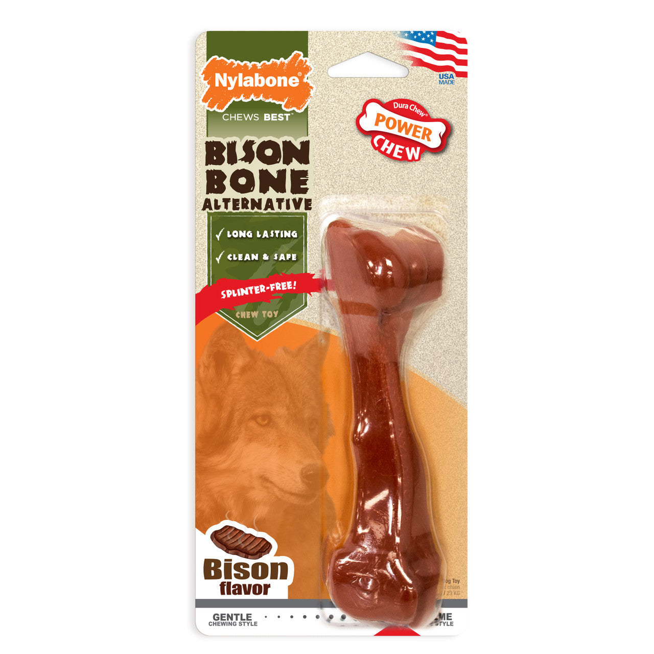 Nylabone Power Chew Bison Bone Alternative Nylon Chew Toy Large/Giant (1 Count)