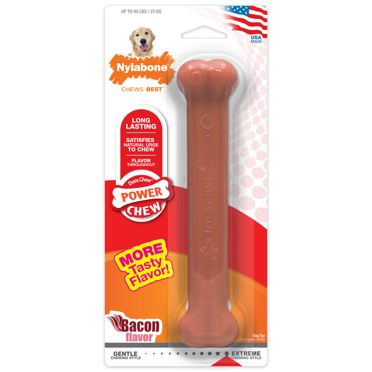 Nylabone Power Chew Durable Dog Toy Bacon Large/Giant (1 Count)