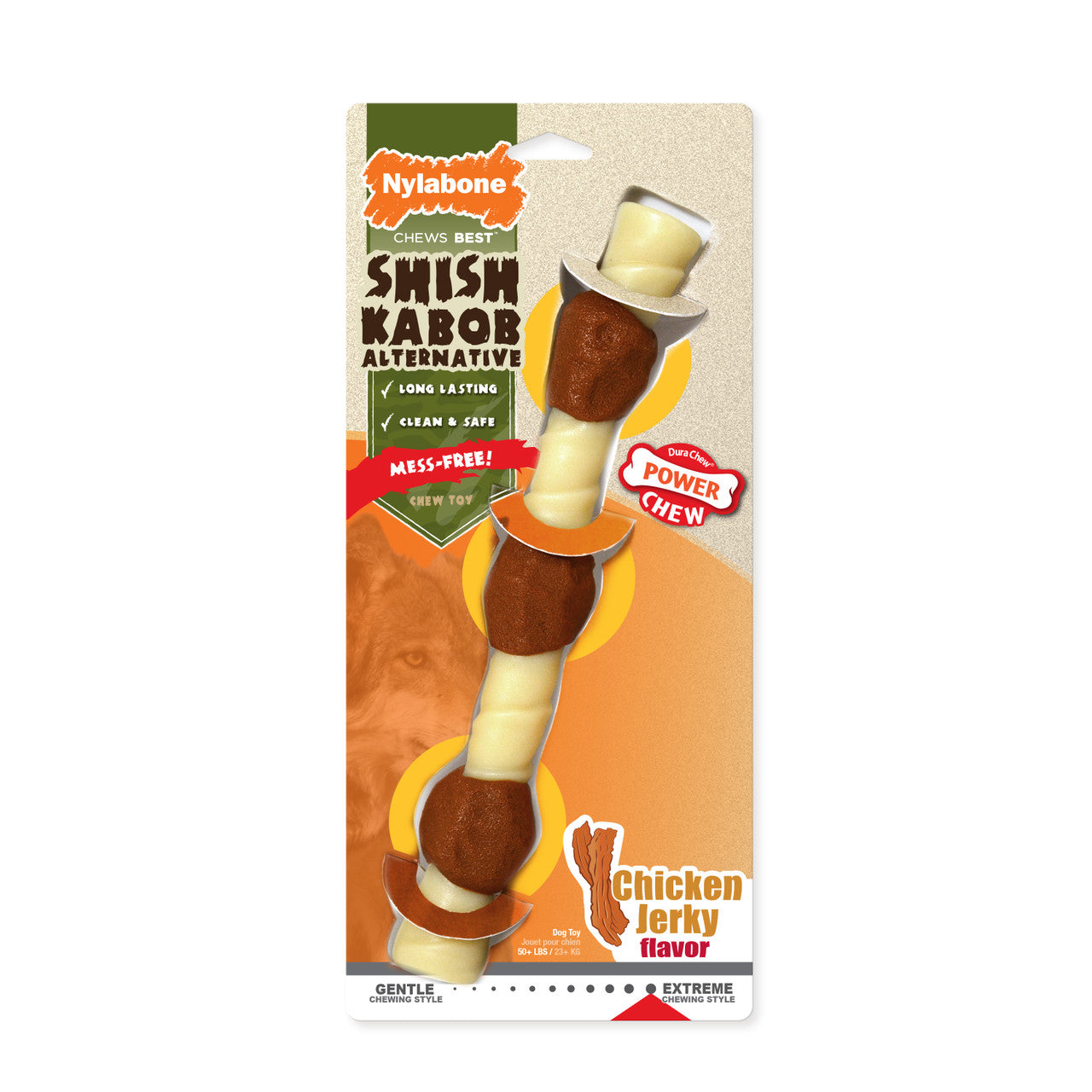 Nylabone Power Chew Shish Kabob Alternative Nylon Chew Toy Chicken Flavor Souper - 50+ Pounds