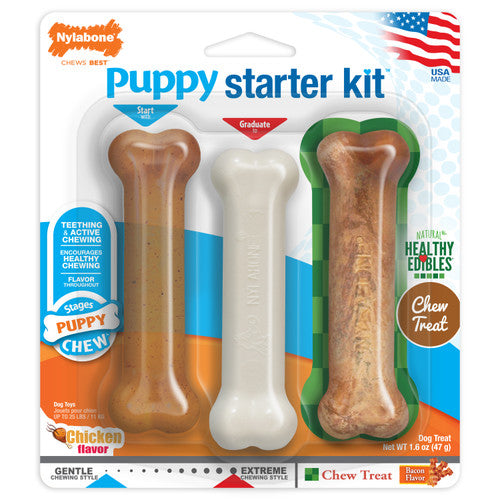 Nylabone Puppy Starter Pack Bones Small/Regular (3 Count) - Dog