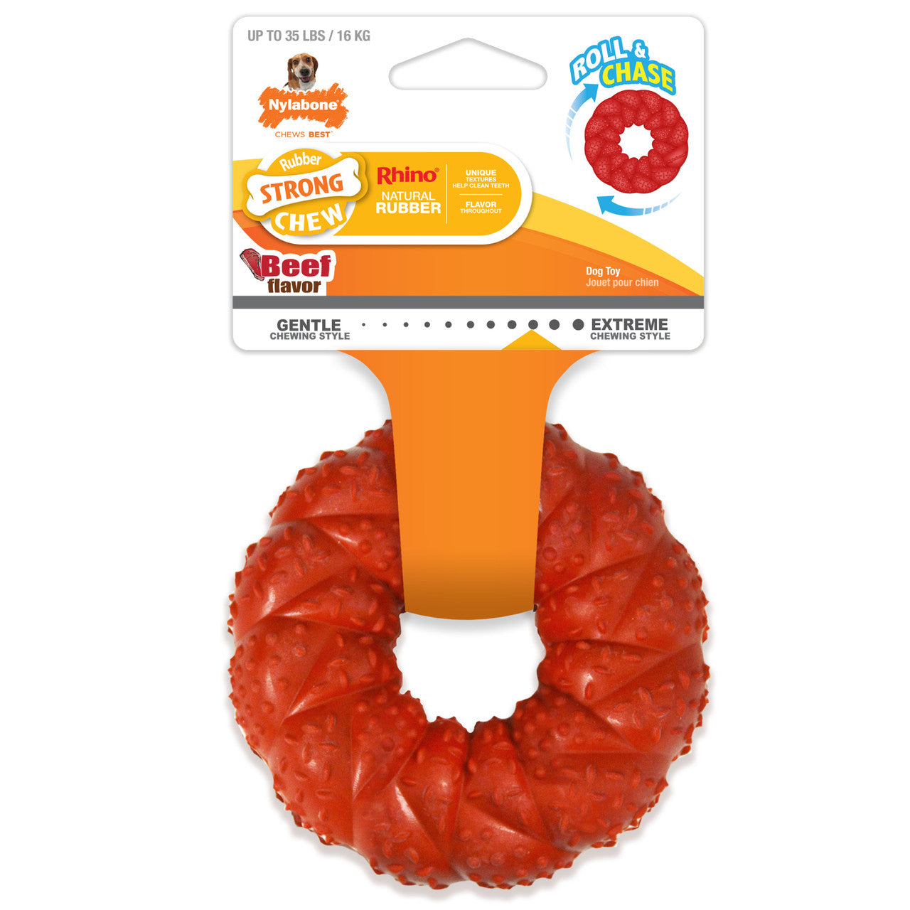 Nylabone Strong Chew Ring Braided Chew Toy for Dogs Beef Medium/Wolf (1 Count)