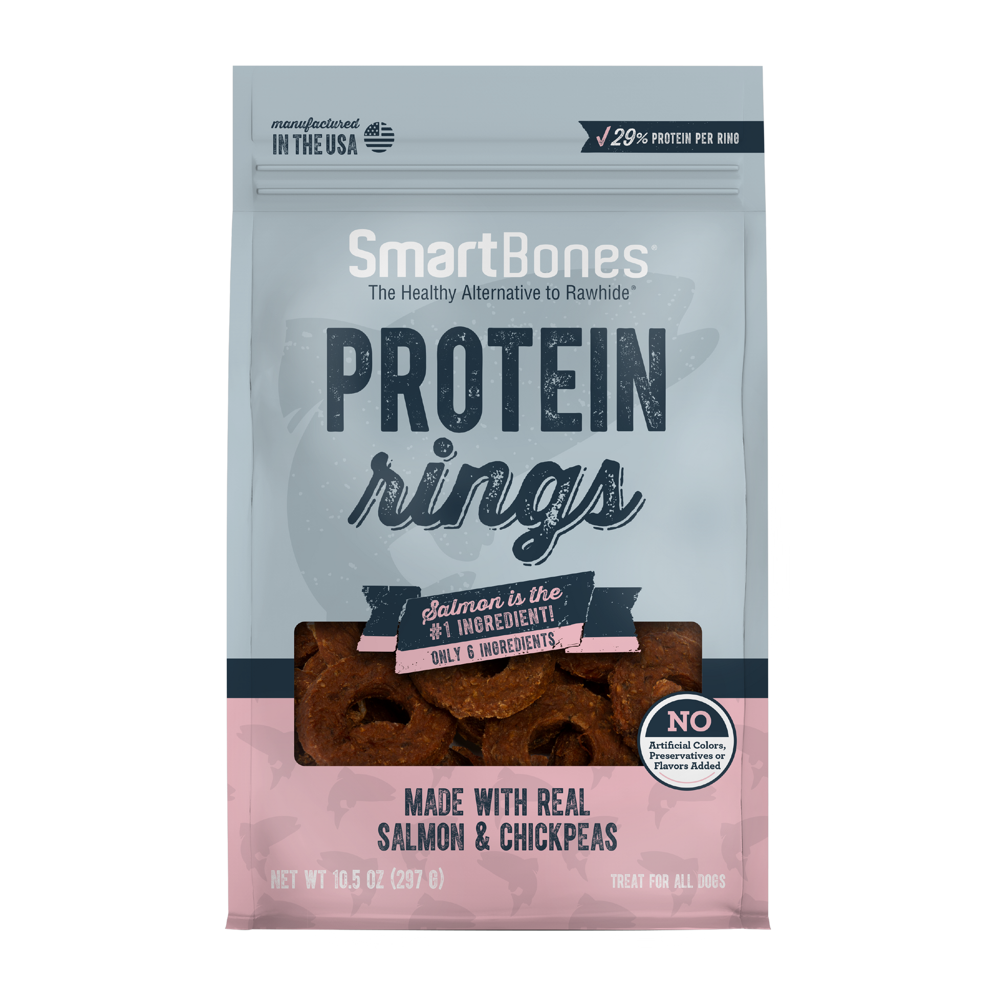SmartBones Protein Rings Dog Treat Salmon & Chickpea 10.5 oz 892383005594