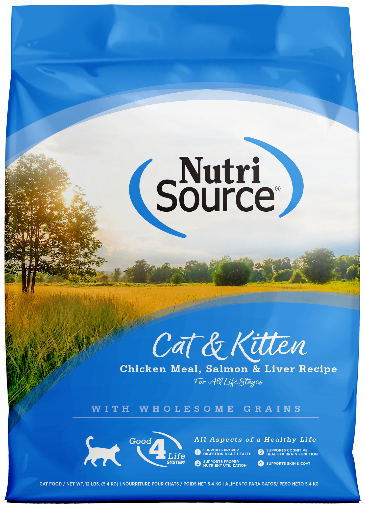 NutriSource Cat & Kitten All Life Stages Dry Cat Food Chicken Meal, Salmon & Liver 12 lb 073893280095