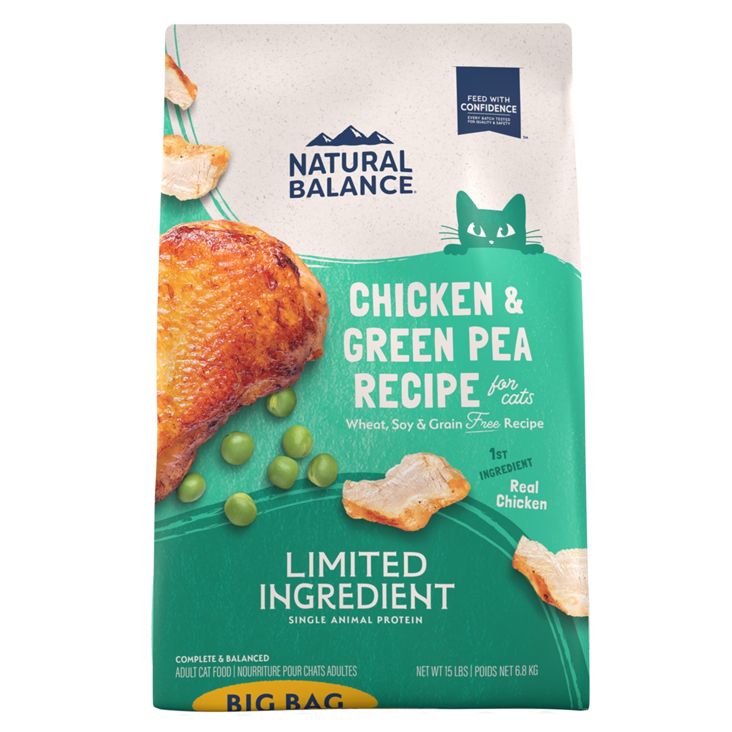 Natural Balance Pet Foods Limited Ingredient Grain Free Dry Cat Food Green Pea & Chicken 15 lb 723633014755