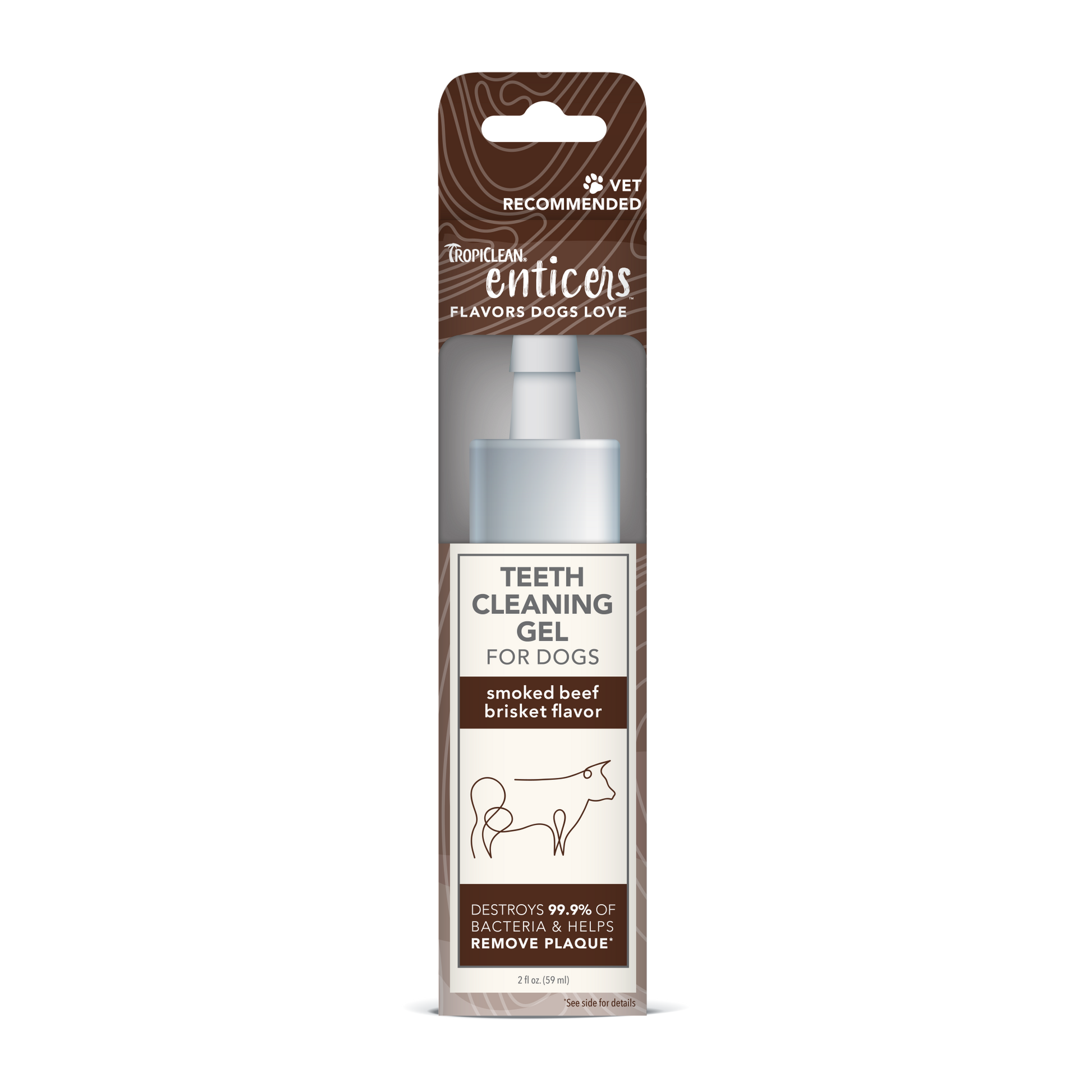 TropiClean Enticers Teeth Cleaning Gel for Dogs Smoked Beef Brisket 2 oz 645095004504