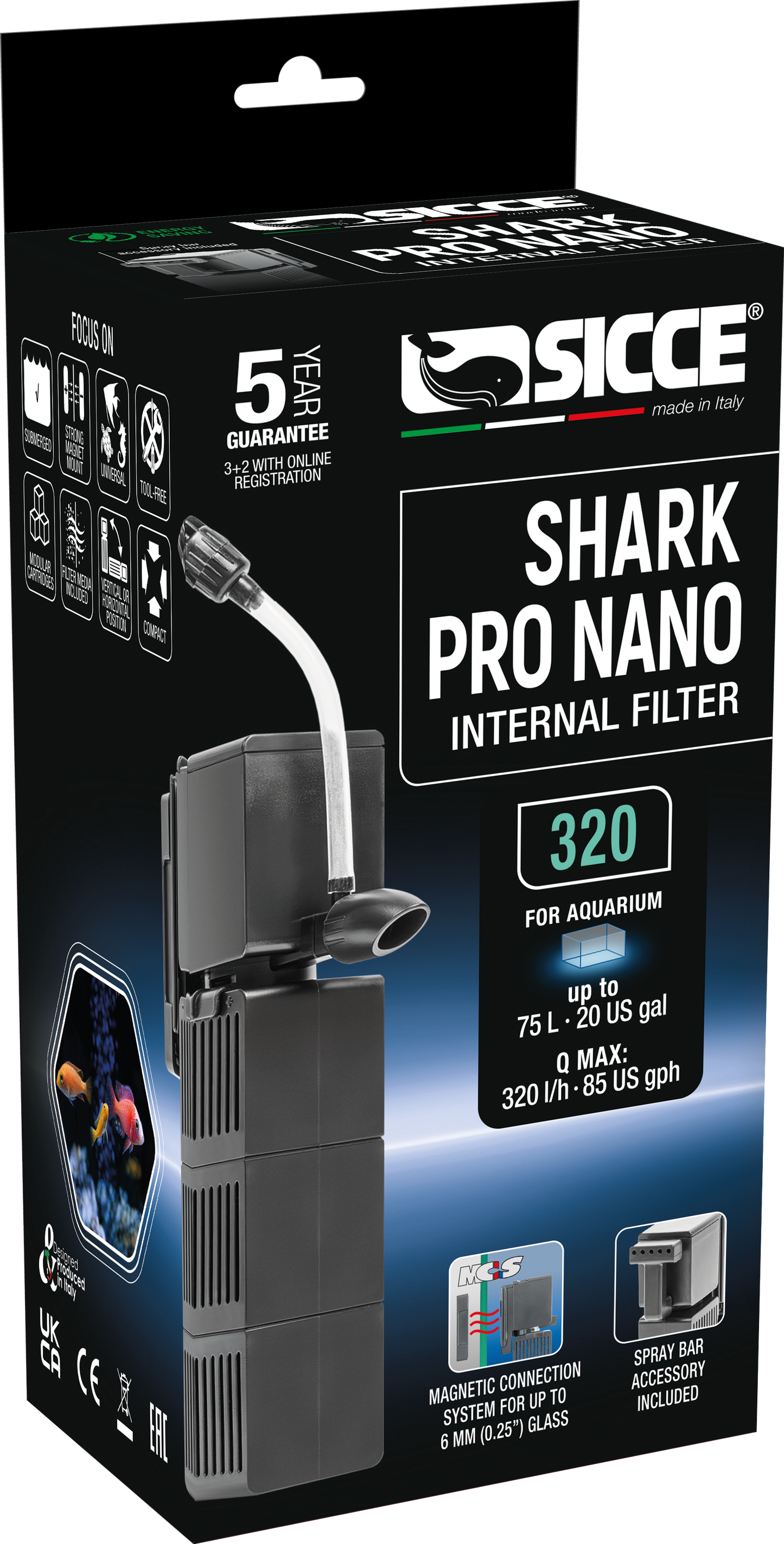 Sicce Shark Pro Nano Internal Filter 320 8011469981467
