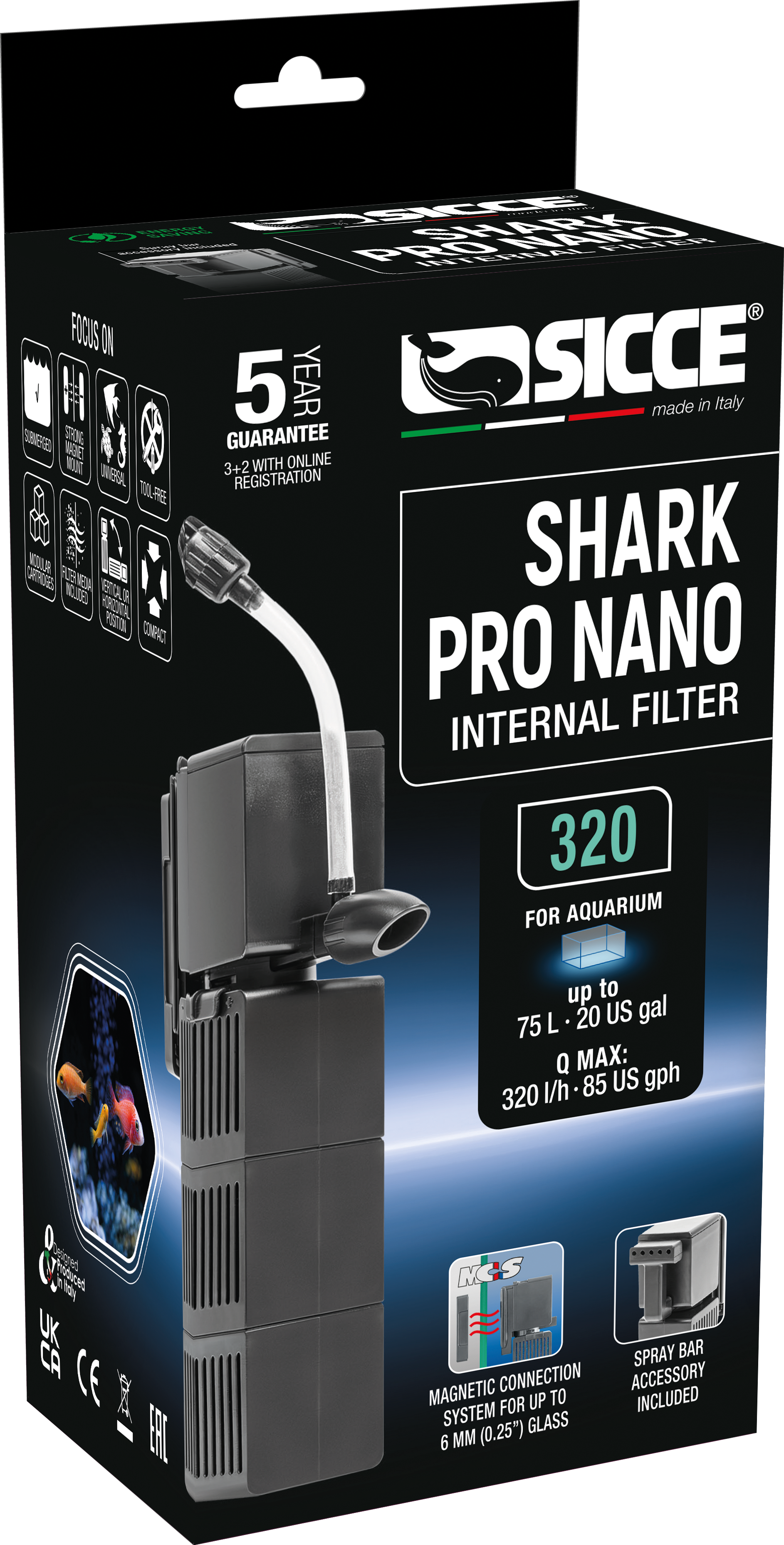 Sicce Shark Pro Nano Internal Filter 320 8011469981467