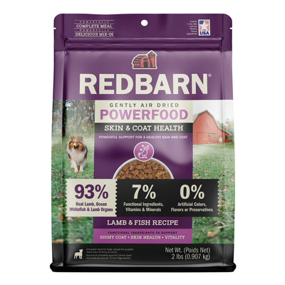 Redbarn Pet Products Gently Air Dried Powerfood Skin & Coat Health Dry Dog Food Lamb & Fish 2 lb 785184120354