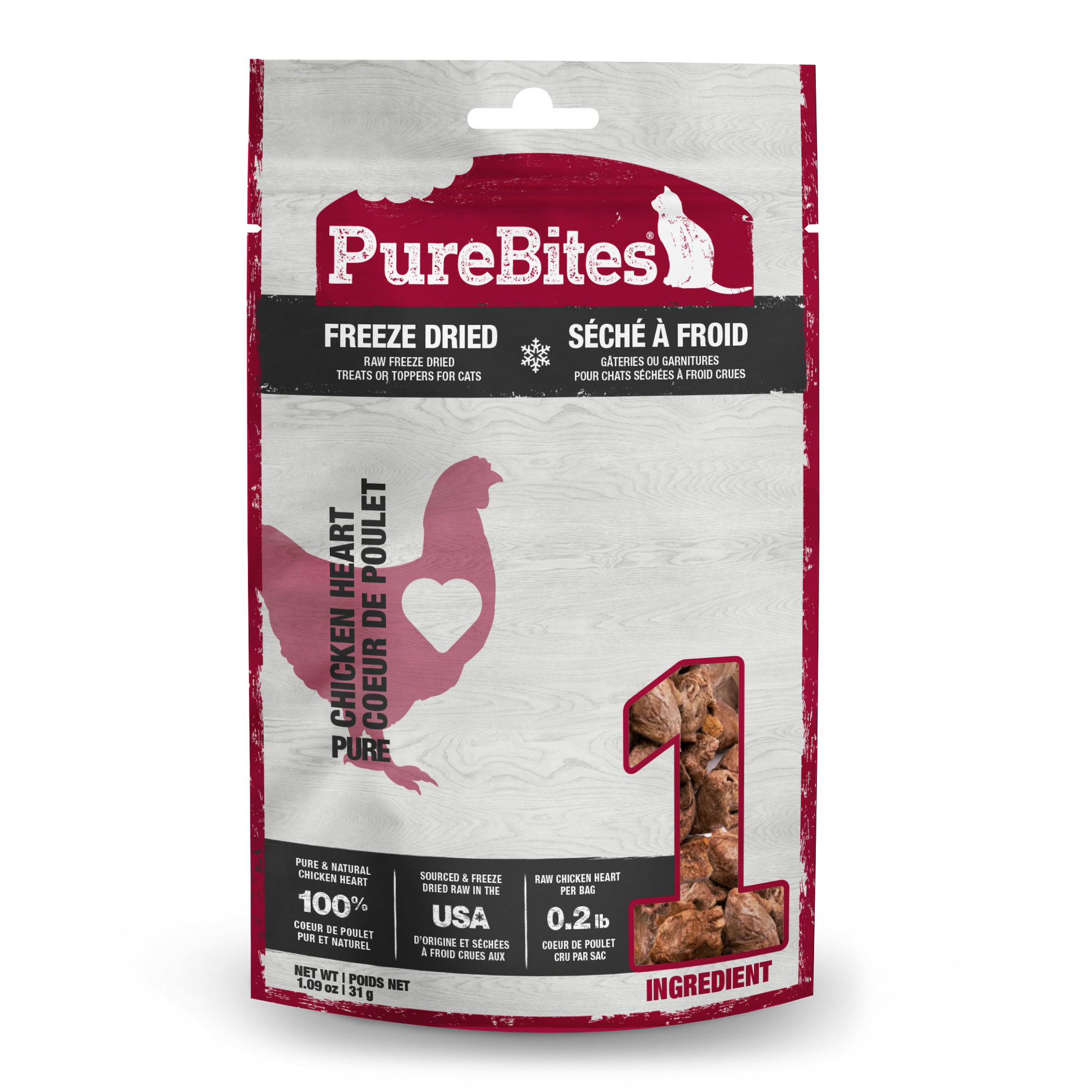 PureBites Freeze-Dried Cat Treats Chicken Heart 1.09 oz 878968003582