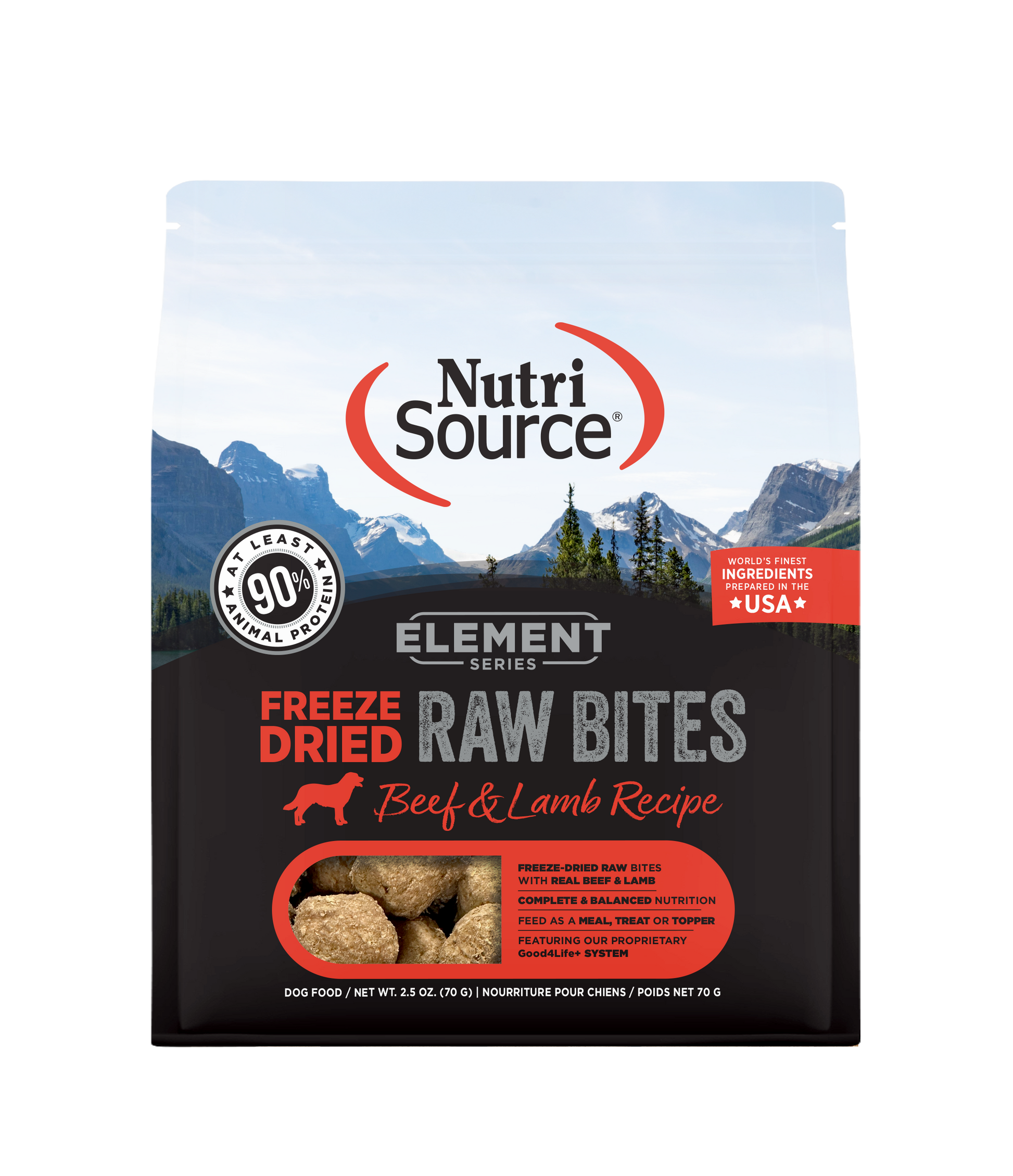 NutriSource Element Freeze Dried Raw Bites Dry Dog Food Beef & Lamb 2.5 oz 073893300830