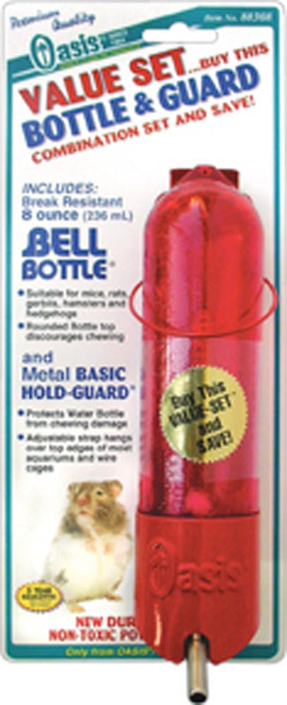 Oasis Bell-Bottle with Basic HoldGuard for Small Animals Red