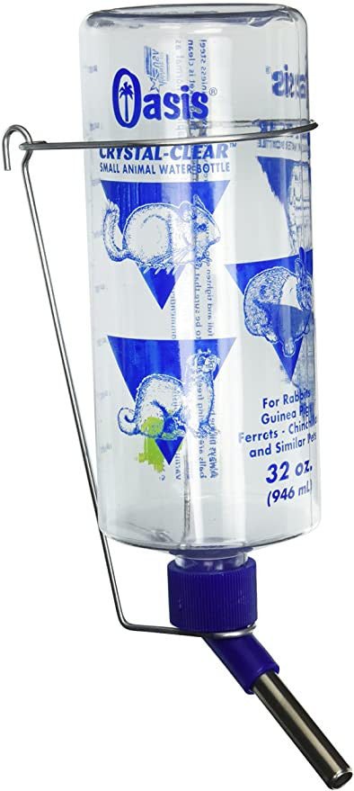 Oasis Crystal Clear Water Bottle for Small Animals Clear 32 Ounces