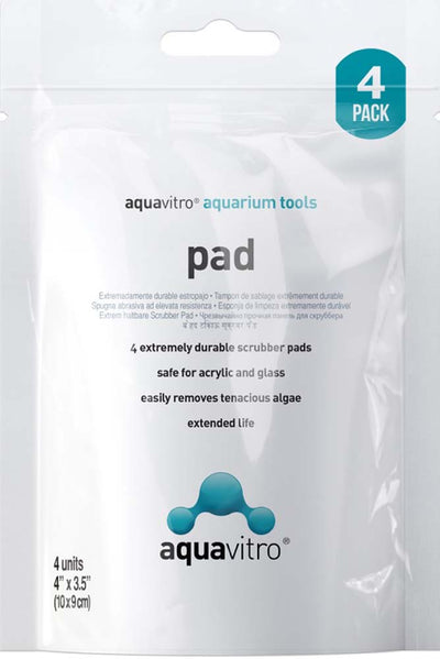 aquavitro Scrub Pad for Glass & Acrylic Aquariums White 4 In X 3.5 in, 4 pk 000116070034