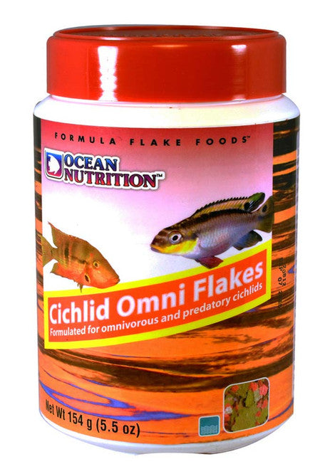 Ocean Nutrition Cichlid Omni Flakes Fish Food 1.2 oz - Aquarium