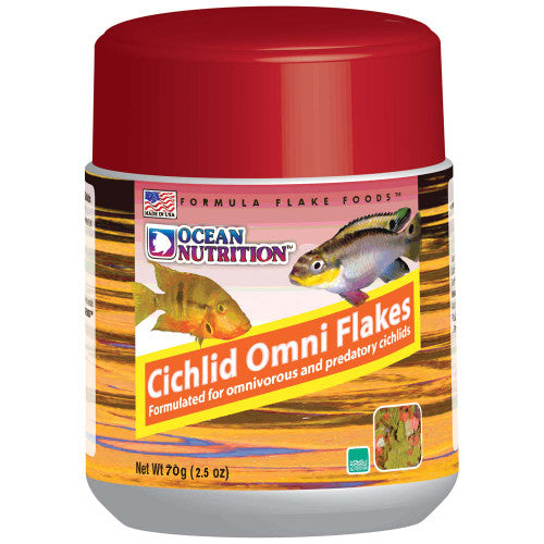 Ocean Nutrition Cichlid Omni Flakes Fish Food 2.5 oz - Aquarium