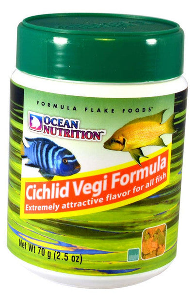 Ocean Nutrition Cichlid Vegi Flakes Fish Food 2.5 oz - Aquarium