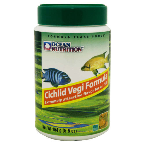 Ocean Nutrition Cichlid Vegi Flakes Fish Food 5.5 oz - Aquarium