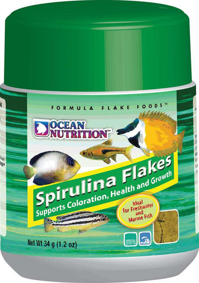 Ocean Nutrition Spirulina Flakes Fish Food 1.2 oz - Aquarium