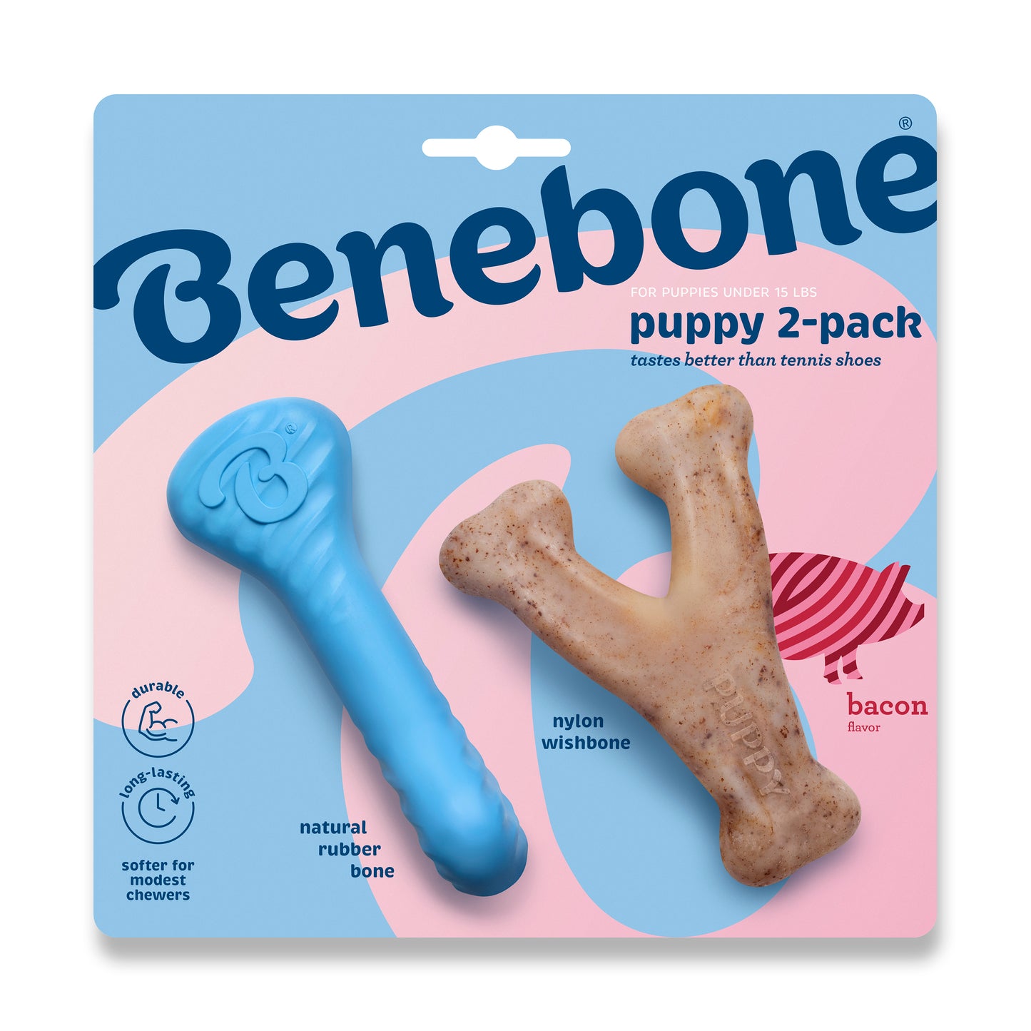 Benebone Holiday Rubber Bone/Wishbone Puppy Chew Toy Small, 2 pk 810054210719