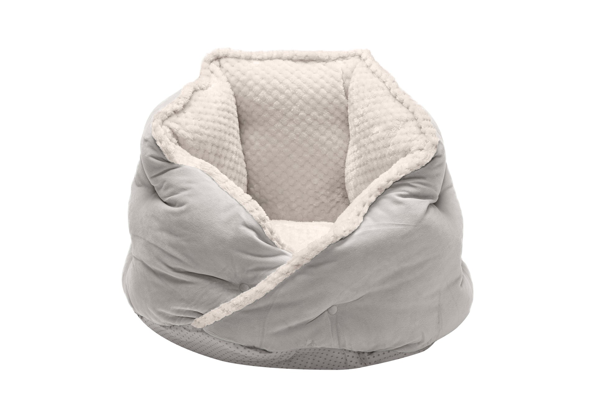 Fur Haven Pet Products Minky Faux Fur & Velvet Tufted Hug Bed Silver Gray Small 842229122220