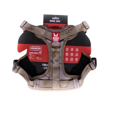 Boss Dog Tactical Dog Harness Tan Camo Large 850030579546