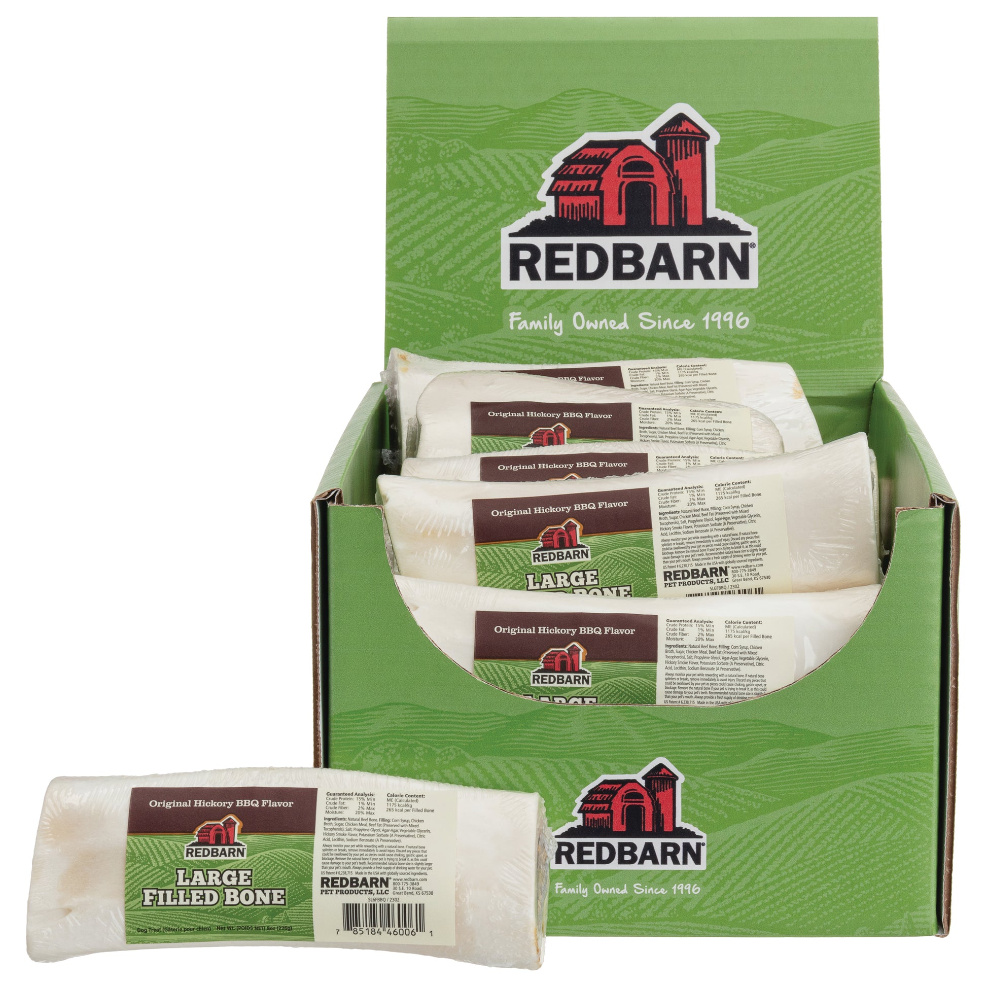 Redbarn Pet Products Filled Bone Dog Treat Original Hickory BBQ 15ea/Large, 15 ct 785184460061
