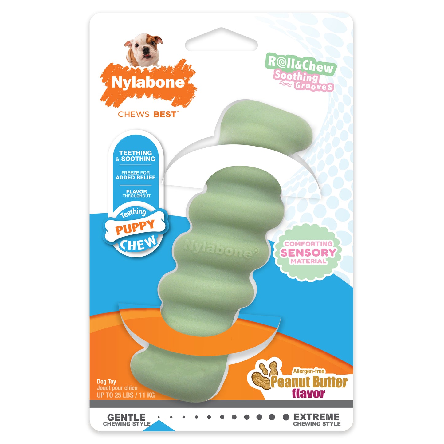 Nylabone Sensory Material Puppy Teething Toy Peanut Butter Small/Regular - Up To 25 Ibs. (1 ct) 018214854579